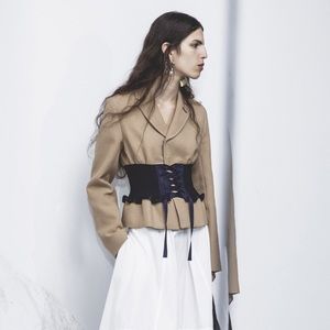 3.1 Phillip Lim Corseted Waist Blazer Camel US 2